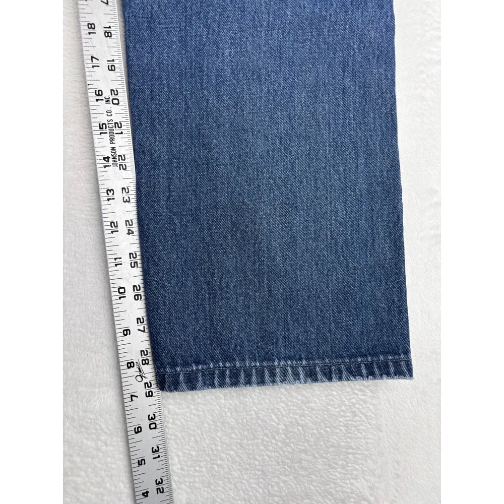 Levis 505 Mens 34x29 Jeans Medium Blue Grungy Wash Denim Nice High Low Fades